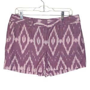 NWT LOFT 4" Short Purple White Cotton Pockets - SZ 8